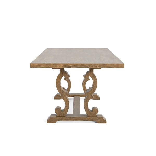 Furniture of america yoss rustic brown marble top on sale dining table