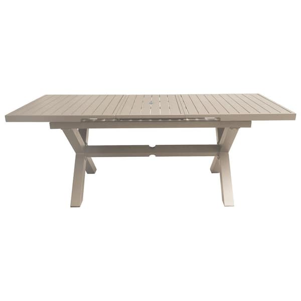 Outdoor Alumiunum rectangle table, with umbrella hole, extend 63'' to 82.68' for Patio, outdoor lawn, picnic