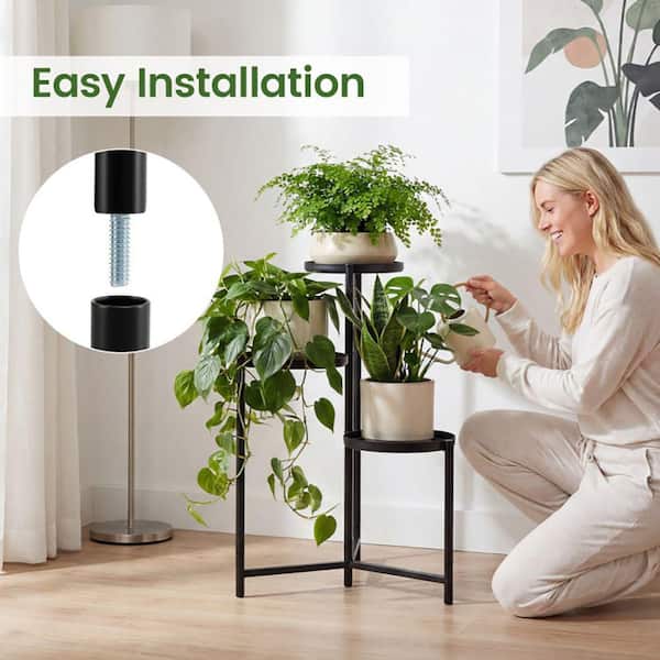 3-Tier Iron Plant Stand Indoor Outdoor Tall Corner Flower Pot