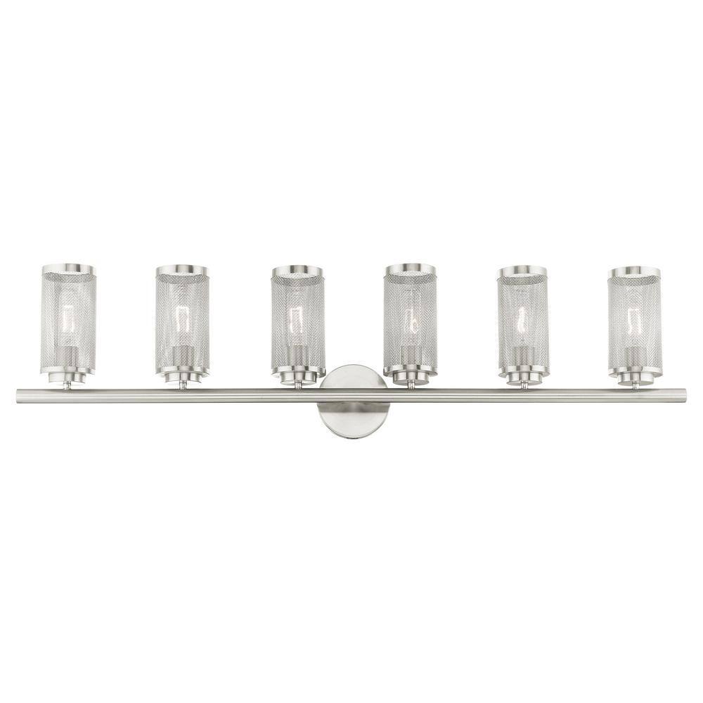 Industro Sleek 6-Light Brushed Nickel Vanity Sconce with Stainless Steel Mesh Shade