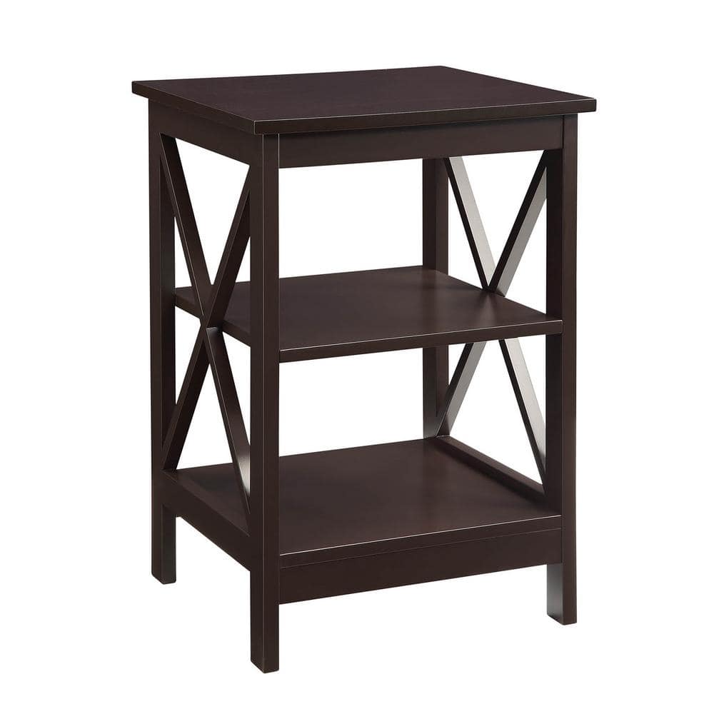 Espresso Oxford Transitional Rectangular End Table with 3 Shelves