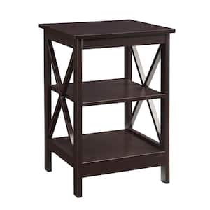 Oxford 15.75 in. Espresso Standard Square MDF End Table with Shelves