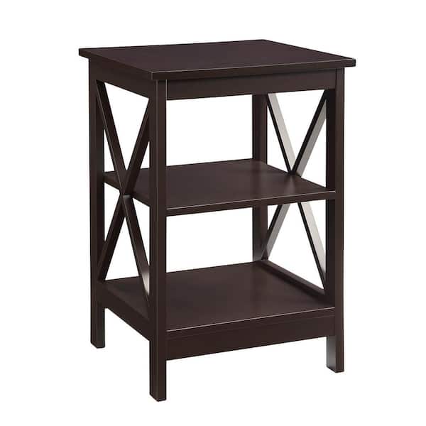 Convenience Concepts Oxford 15.75 in. Espresso Standard Square MDF End Table with Shelves