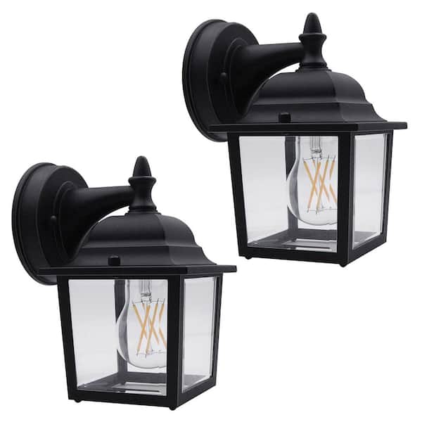 8.4 in. Black Outdoor Hardwired Wall Lantern Scone with No Bulbs Included