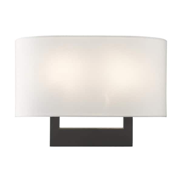 LAYTON 2 Light Black Wall Sconce with Off White Shade