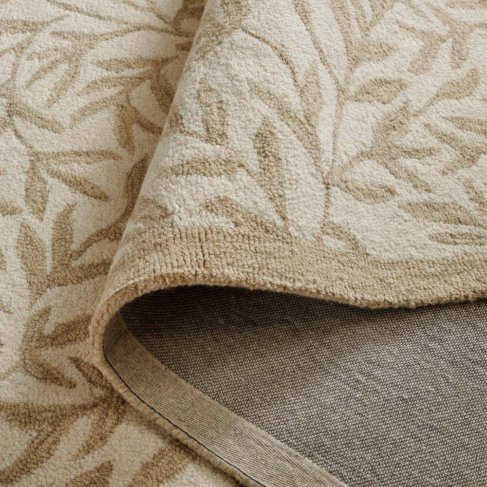 Ivory Beige Floral Handmade Wool 5' x 8' Area Rug