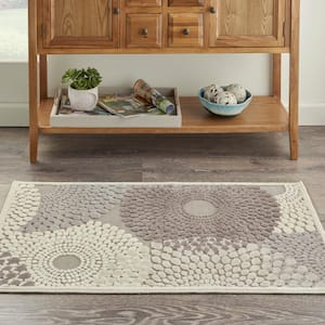 Graphic Illusions Grey 2 ft. x 4 ft. Geometric Modern Kitchen Area Rug