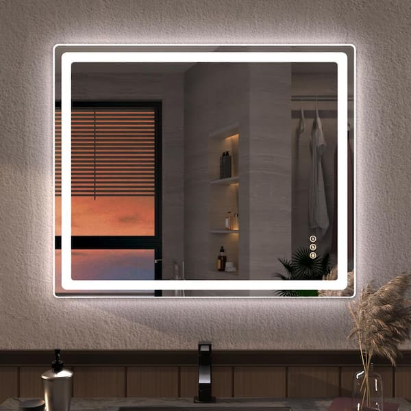 Hermitage Bath Niveous 30 in. W x 36 in. H Rectangular with Rounded Corners Frameless LED Wall Bathroom Vanity Mirror