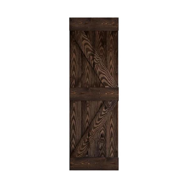 COAST SEQUOIA INC Coast Sequoia 72 in. x 84 in. Embossing Solid Wood Kona Coffee Knotty Wood Bi-Fold Barn Door with Sliding Hardware Kit