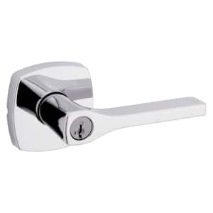 Tripoli Polished Chrome Keyed Entry Door Lever with Soft Modern Rose featuring SmartKey Security