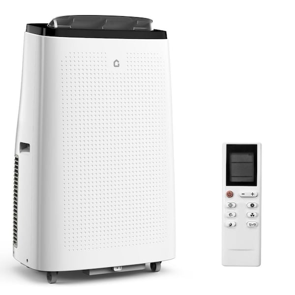 14,000 BTU Portable Air Conditioner Cools 750 Sq. Ft with Cooling, Dehumidifier, Fan, Remote Control in White and Black