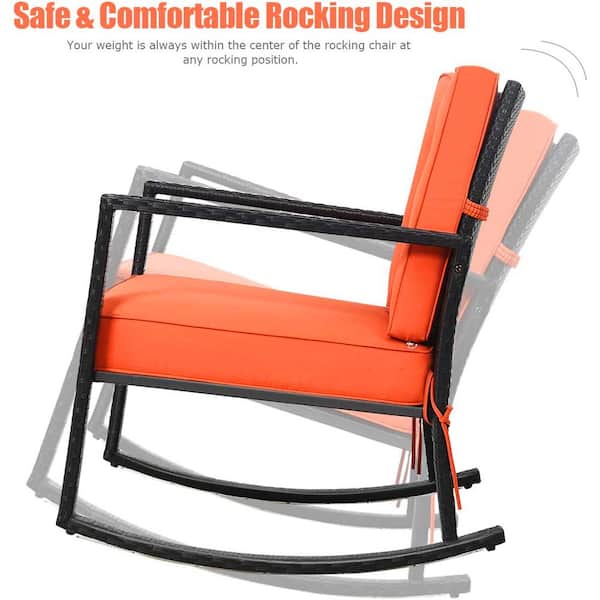 椅子 DULTON rocking chair argon orange SUGIFT Metal Outdoor Rocking Chair with Orange Cushion