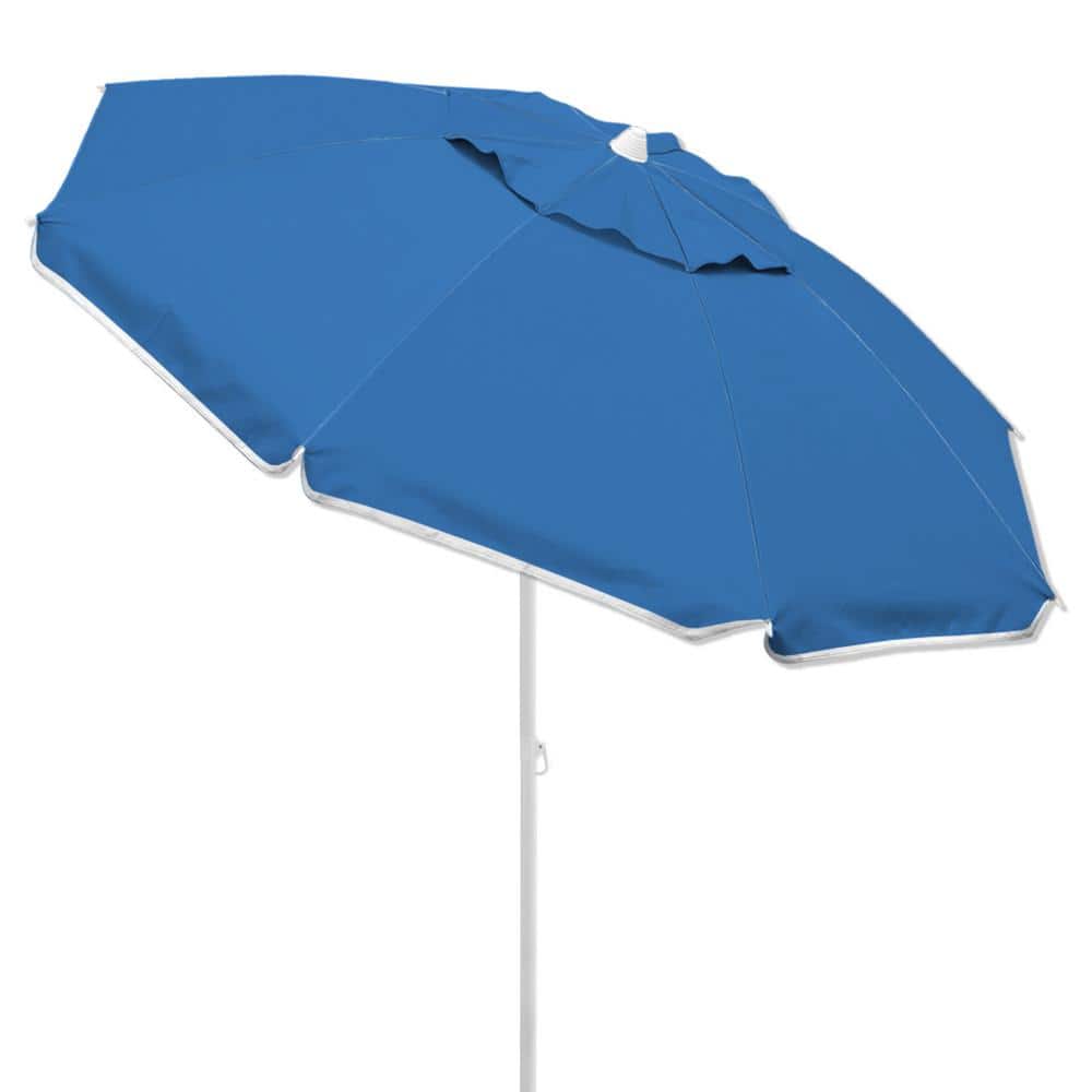 Blue 8-Foot Octagon Beach Umbrella with Steel Pole