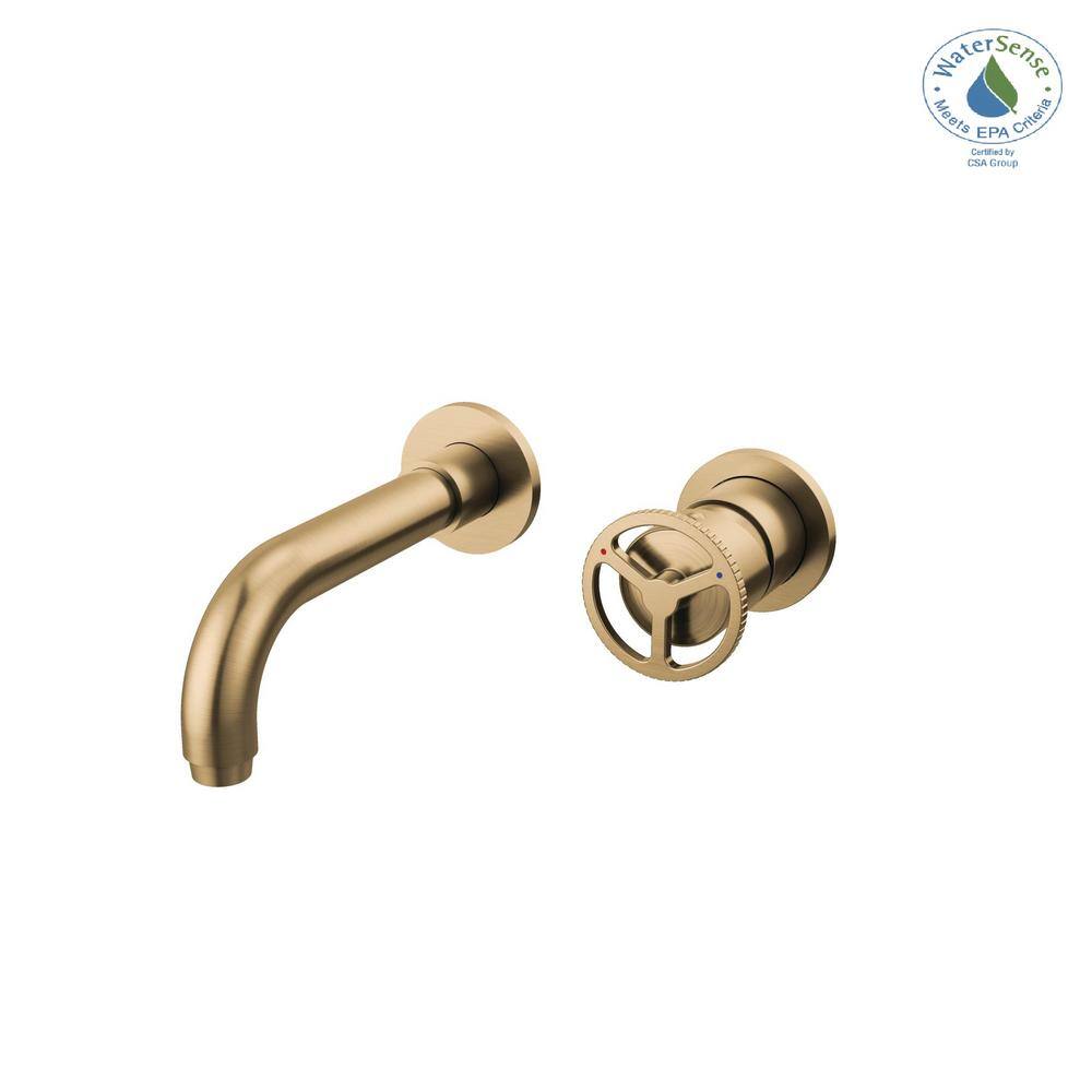 Champagne Bronze Wall Mounted Widespread Bathroom Faucet