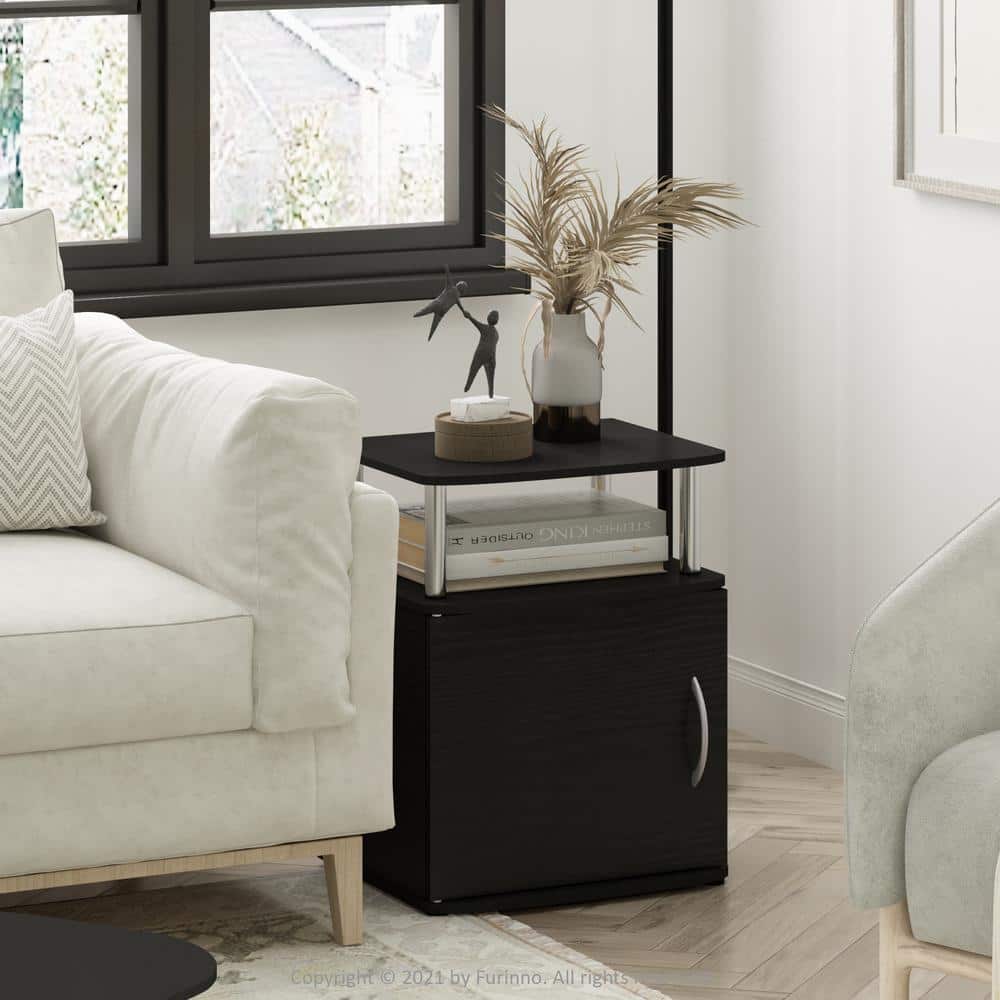 Americano Wood and Chrome End Table with Storage