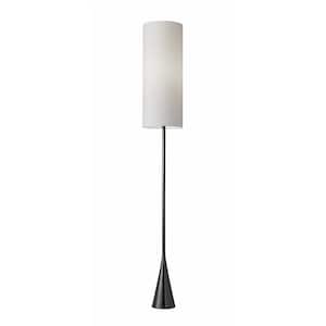74 in. Black and White Dramatic Standard Floor Lamp Bell Shaped Base In Nickel Finish Metal