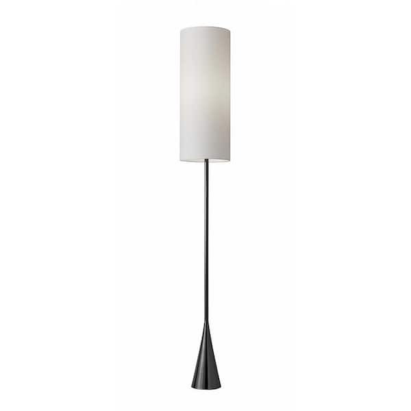 HomeRoots 74 in. Black and White Dramatic Standard Floor Lamp Bell Shaped Base In Nickel Finish Metal
