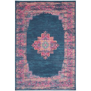 Passion Blue 9 ft. x 12 ft. Bordered Transitional Area Rug
