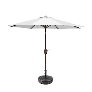 Peyton 9 ft. Market Patio Umbrella in White with Bronze Round Base