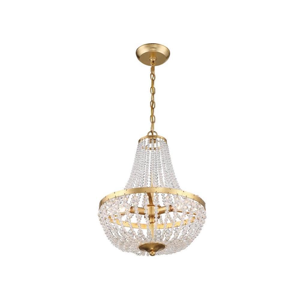 Mini Antique Gold Chandelier with Hand Cut Crystal Accents