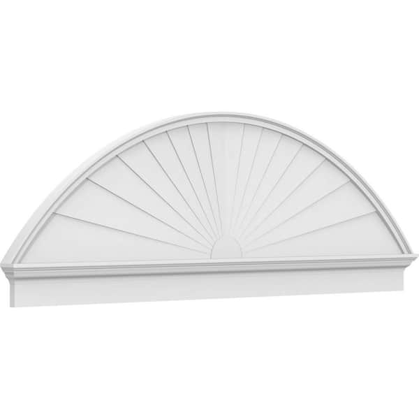 Ekena Millwork 2-3/4 in. x 84 in. x 27-7/8 in. Segment Arch Sunburst Architectural Grade PVC Combination Pediment