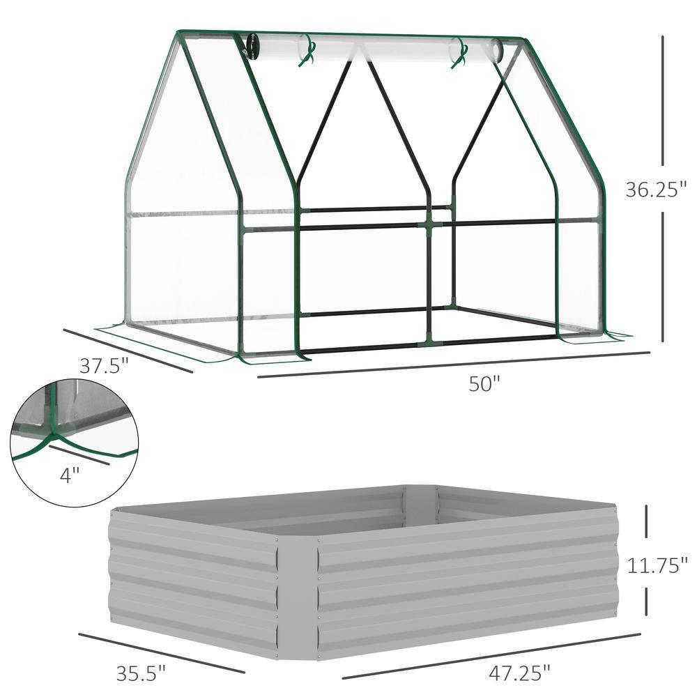 4 ft. x 3 ft. Galvanized Steel Raised Garden Bed with Clear PVC Greenhouse Cover