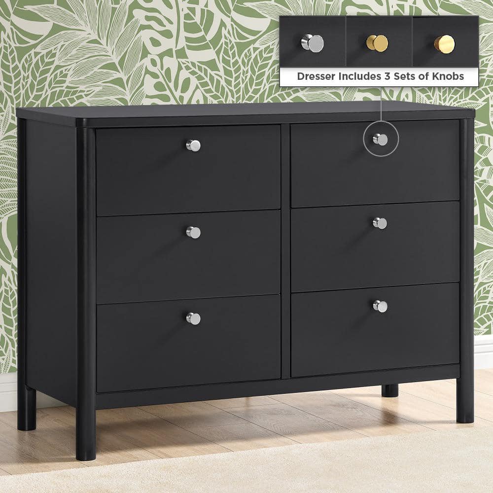 Brooks Midnight Grey 46.25 in. Wide 6 Drawer Dresser with Interlocking Drawers (Includes 3 Sets of Knobs), -  Delta Children, W195060-1360