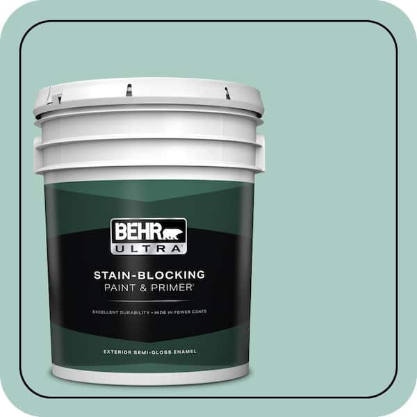 BEHR ULTRA 5 gal. #M440-3 Baby Aqua Semi-Gloss Enamel Exterior Paint & Primer