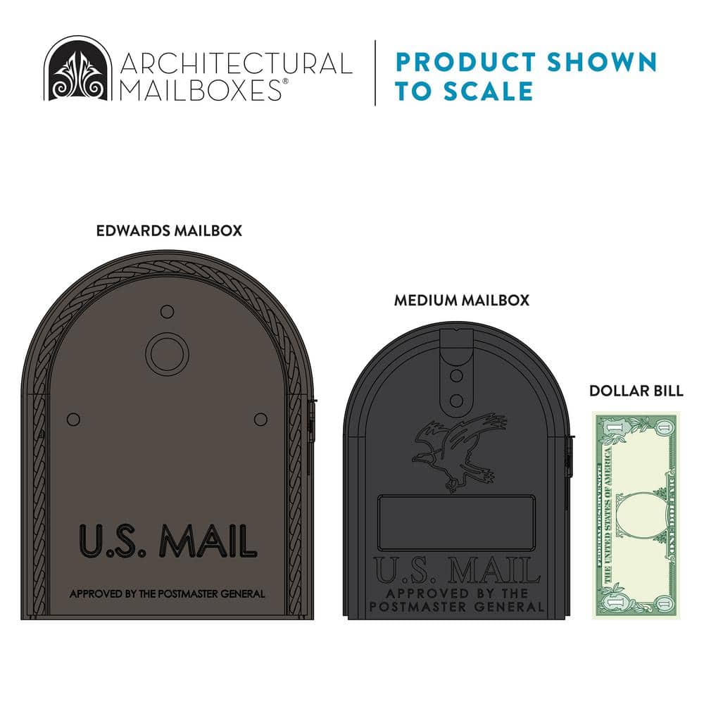 Edwards Large Bronze Steel Post Mount Mailbox