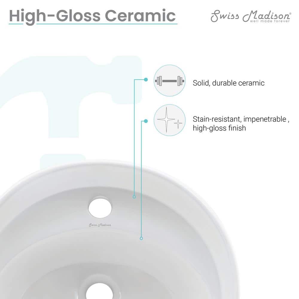 Calice 18" White Ceramic Wall-Mount Bathroom Sink