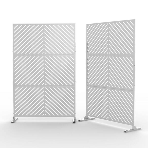 Afoxsos 6.5 ft. H x 4 ft. W Outdoor Laser Cut Steel Privacy Screen in White (Pack of 3)
