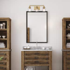 Drake 24 in. 3-Light Brushed Gold Modern Vanity with Clear Hammered Glass Shades