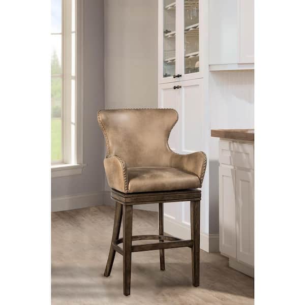 Hillsdale Furniture Caydena 30 in. Rustic Gray and Taupe Memory Return Swivel Bar Stool