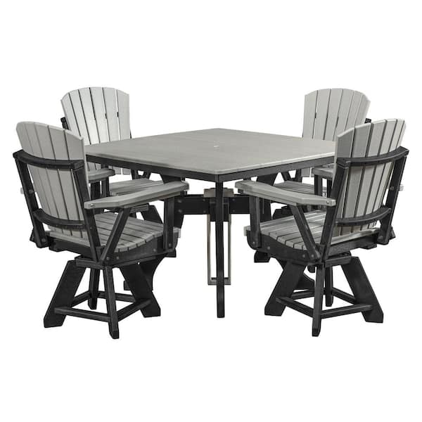 Adirondack Black Frame 5 Piece High Density Plastic Square Dining Height Outdoor Dining Set