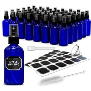 4 oz. Glass Spray Bottles with Funnel, Brush, Marker and Labels-Blue (Pack of 48)