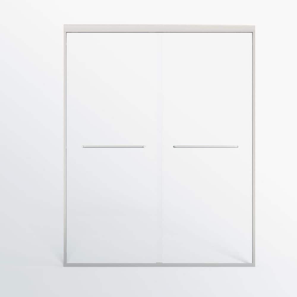 56 in. to 60 in. W x 72 in. H Sliding Semi Frameless Shower Door in Brushed Nickel Finish with Clear Glass price history on PriceWatchPro