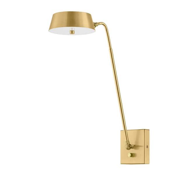 Home Decorators Collection Penzien 6.125 in. 1-Light LED Aged Brass Wall Sconce