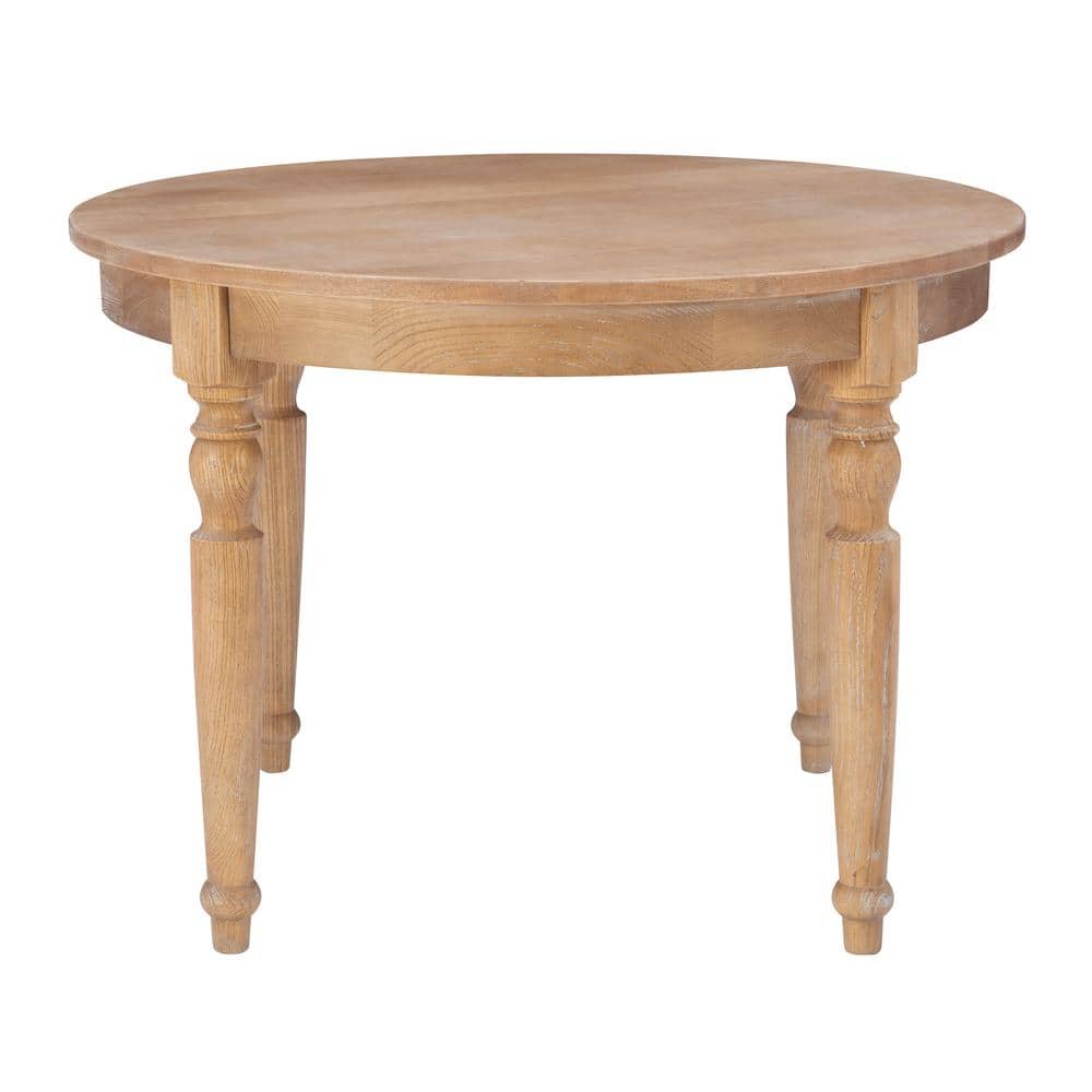 Light Brown Round Wood Transitional Dining Table