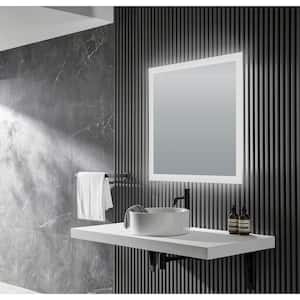 Neptune 39 in. W x 30 in. H Frameless Rectangular LED Bathroom Vanity Mirror with Defogger in Silver