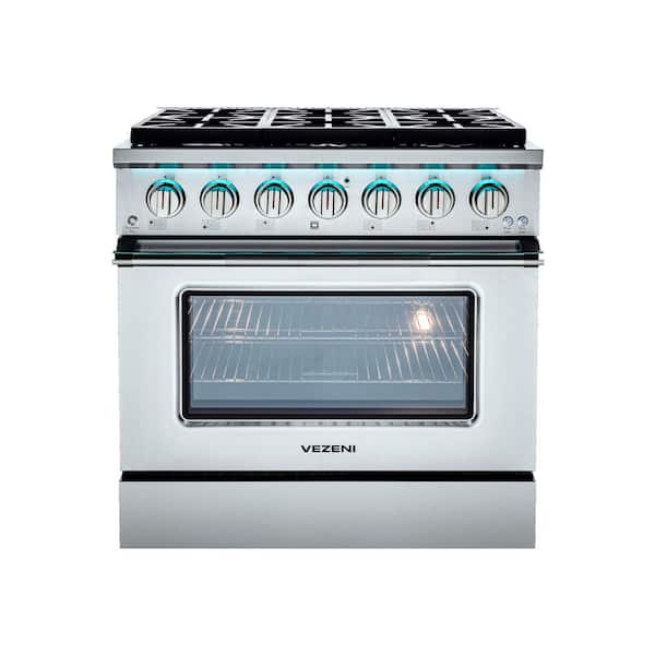 Reminiscia Plus Collection 36in Dual Fuel Range 6 burners in Stainless Steel with LED Light