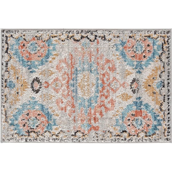 Tayse Rugs Anabel Oriental Aqua 2 ft. x 3 ft. Indoor Area Rug