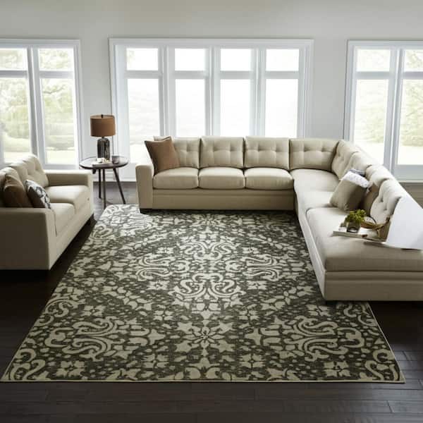 Green 9 x 12 ft. Tufted Floral Rectangle Indoor Area Rug