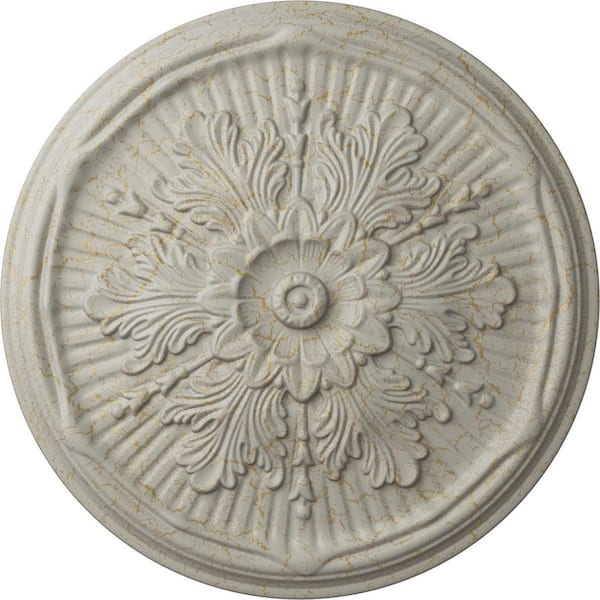Ekena Millwork 21 in. x 2 in. Luton Urethane Ceiling Medallion (Fits Canopies upto 3-1/2 in.), Pot of Cream Crackle