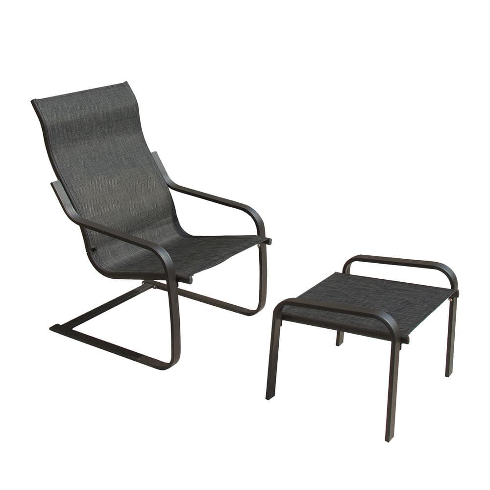 All-Weather Steel Outdoor Dining Chair in Dark Gray (Set of 2) (1 Chair Plu