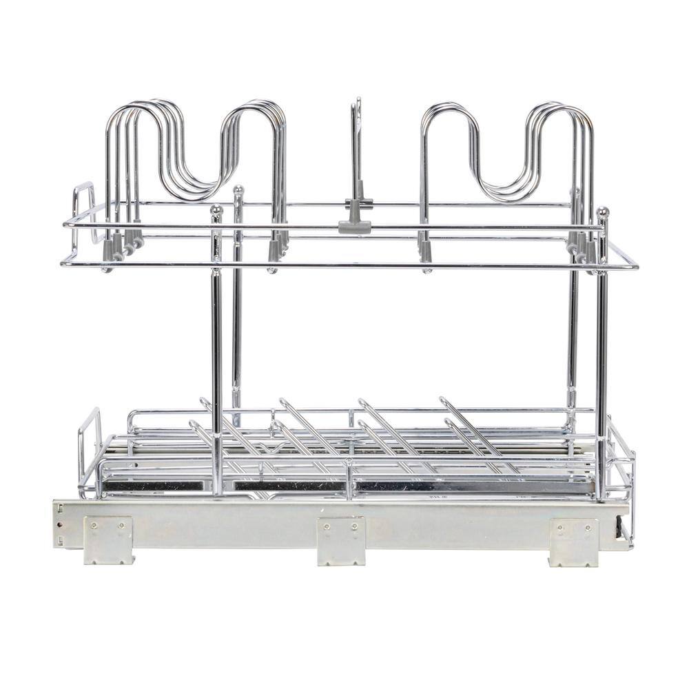 Chrome-Plated Steel 2-Tier Pull-Out Kitchen Organizer