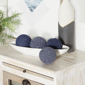 Blue Handmade Cotton Orbs & Vase Filler with Varying Designs (4- Pack)