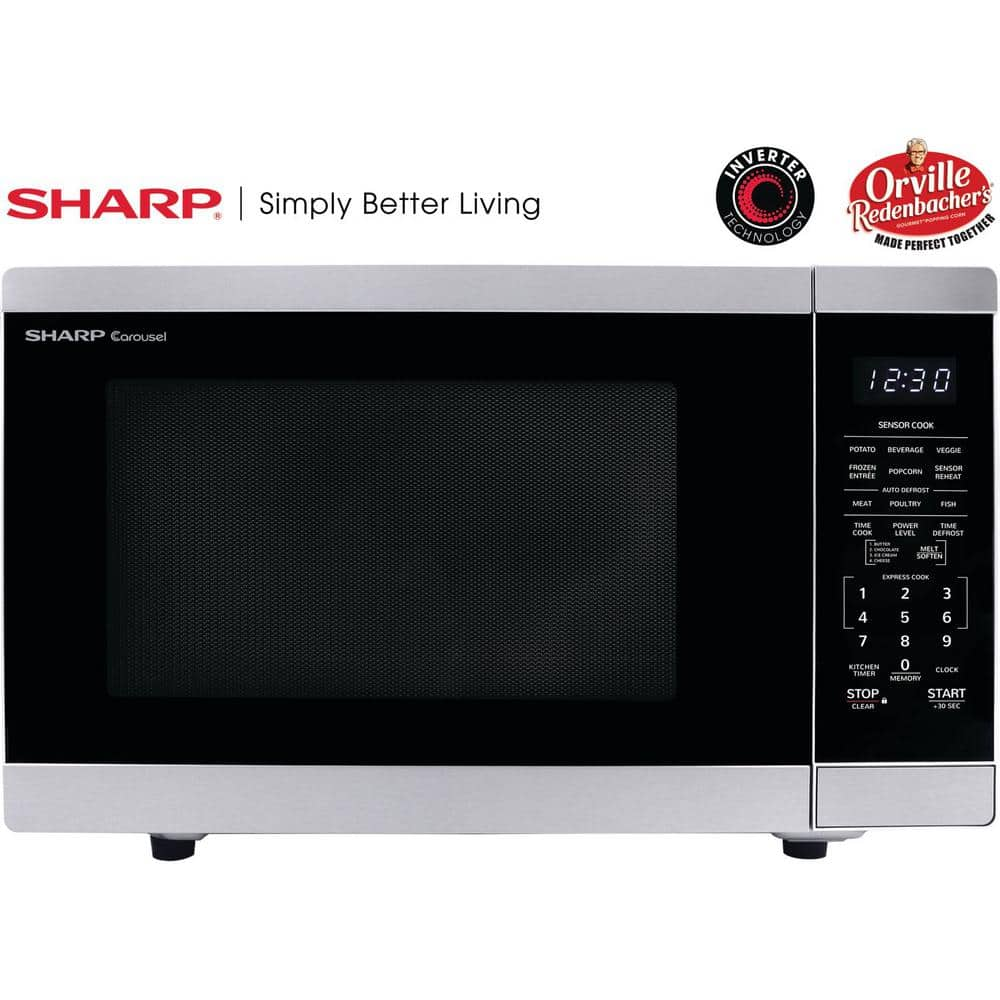 Sharp 20.40 in Width 1.4-Cu. Ft. Stainless Steel Orville Redenbacher's  Certification 1100 Watt Countertop Microwave Oven ZSMC1464HS - The Home  Depot