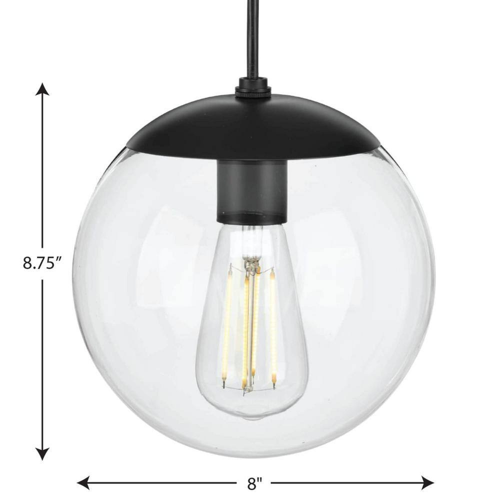Matte Black Glass Globe Pendant Light with Nickel Accents