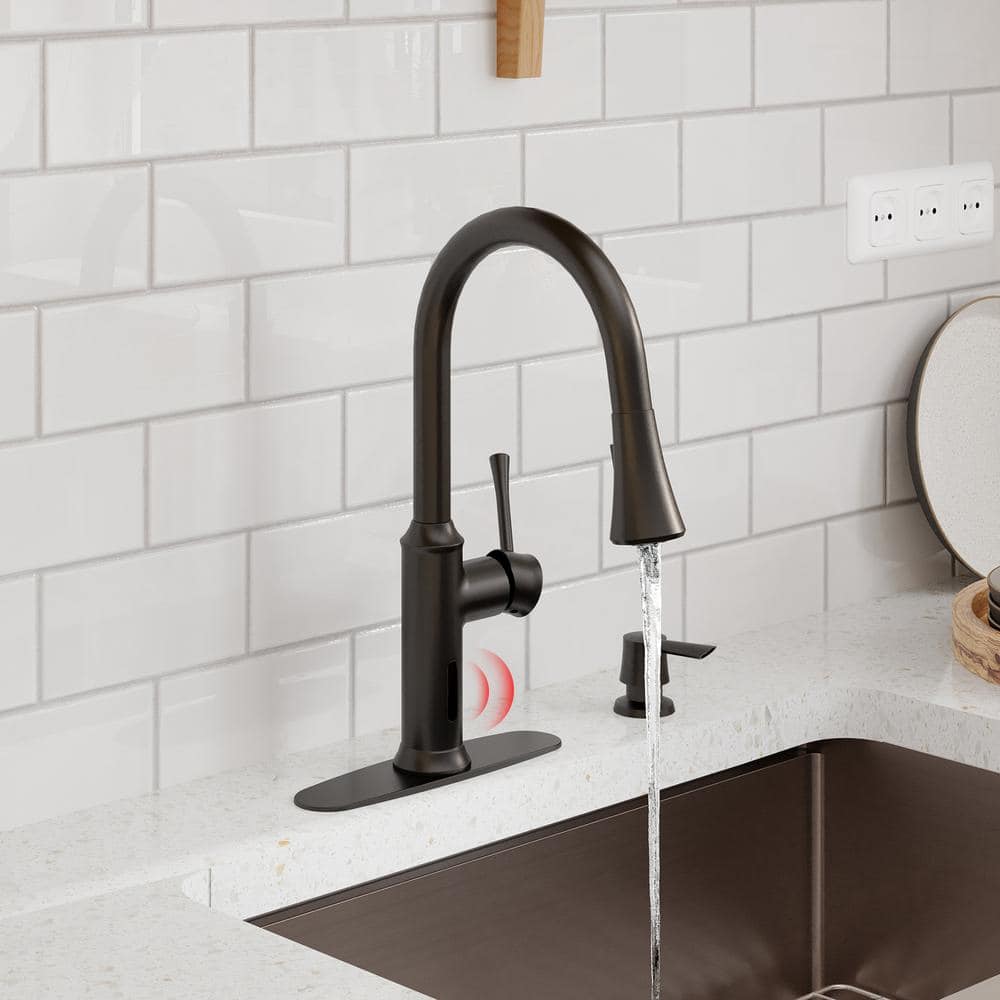 Matte Black Stainless Steel Touchless Pull-Down Sprayer Kitchen Faucet