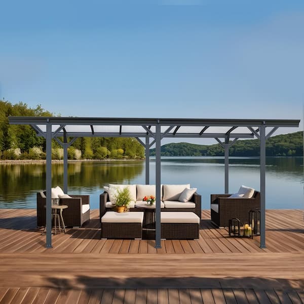 Jinseed 19 ft. x 10 ft. Grey Durable Metal Aluminum